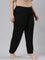 Women Solid Black Mid Rise Cotton Casual Joggers