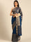Navy Blue Mysore Crepe Saree With Zari Jaal Border