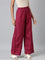 Women Dark Rose Solid Linen Palazzos