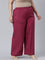 Women Dark Rose Solid Linen Palazzos