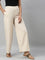 Women Light Beige Solid Linen Palazzos