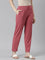 Women Solid Rusty Pink Mid Rise Casual Rib Pants