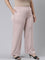 Women Solid Baby Pink Ponte Wide Leg Pants