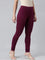 Women Plum Cotton Churidar Leggings