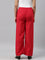 Women Dark Red Solid Linen Palazzos