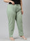 Women Solid Dusty Green Comfort Fit Cotton Pants