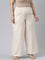 Women Light Beige Solid Linen Palazzos