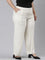 Women Solid Cream Linen Cargo Pant