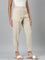 Women Beige Stripe Linen Pencil Pants