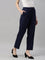 Women Solid Navy Viscose Mid Rise Casual Pants