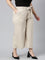 Women Solid Light Beige Linen Mid Rise Culottes