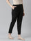 Women Solid Black Mid Rise Linen Ikat Pencil Pants