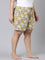 Women Printed Yellow Cotton Knit Lounge Shorts