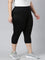 Women Solid Black High Rise Training Capri