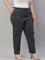 Women Striped Navy Linen Slim Fit Pencil Pants