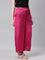 Women Solid Dark Rose Mid Rise Shiny Palazzos