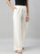 Women Cream Solid Wide Leg Pants