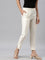 Women Cream Solid Mid Rise Metallic Pants