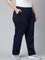 Women Solid Navy Mid Rise Track Pant