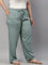 Women Solid Ocean Green Viscose Mid Rise Casual Pants