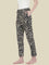 Black Cotton Knit Printed Lounge Pants