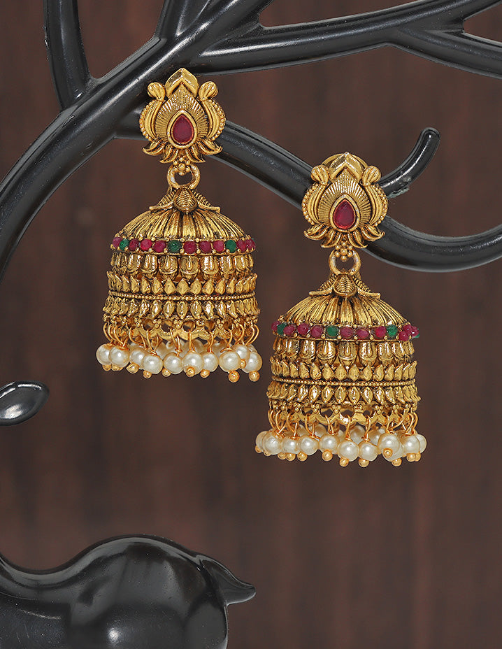 Designer Matt Kempu Floral Design Jhumka Earrings