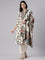 L Beige Slub Rayon Printed Three Piece Set