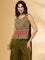 Mehadi Green Chinnon Crop Top Palazzo Set