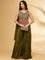 Mehadi Green Chinnon Crop Top Palazzo Set