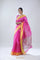 Barbie Pink Chanderi Saree with Floral Buttas