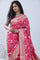 French Pink Banarasi Silk Saree With Floral Jaal