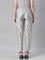 Women Silver Solid Mid Rise Metallic Pants