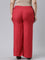 Women Dark Red Solid Linen Palazzos