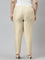 Women Dark Cream Solid Mid Rise Metallic Pants