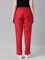 Women Cherry Red Solid Mid Rise Metallic Pants