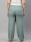 Women Solid Ocean Green Viscose Mid Rise Casual Pants