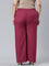 Women Dark Rose Solid Linen Palazzos