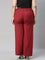 Women Light Maroon Solid Linen Palazzos