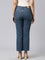 Women Solid Blue Mid Rise Mini Flare Jeans