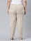 Women Beige Stripe Linen Pencil Pants