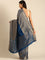 Navy Blue Mysore Crepe Saree With Zari Jaal Border