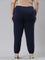 Women Solid Navy Mid Rise Cotton Casual Joggers