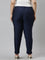 Women Navy Solid Mid Rise Metallic Pants