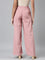 Women Baby Pink Solid Linen Palazzos