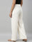 Women Cream Solid Wide Leg Pants