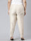 Women Medium Beige Solid Mid Rise Metallic Pants