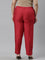 Women Cherry Red Solid Mid Rise Metallic Pants