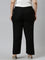 Women Solid Black Viscose Mid Rise Casual Pants