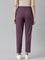 Women Solid Purple Mid Rise Casual Rib Pants