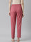 Women Solid Rusty Pink Mid Rise Casual Rib Pants